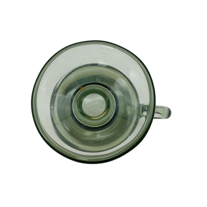 Vase Glas Rauchglas Grau mit Henkel 60er 70er H 10cm