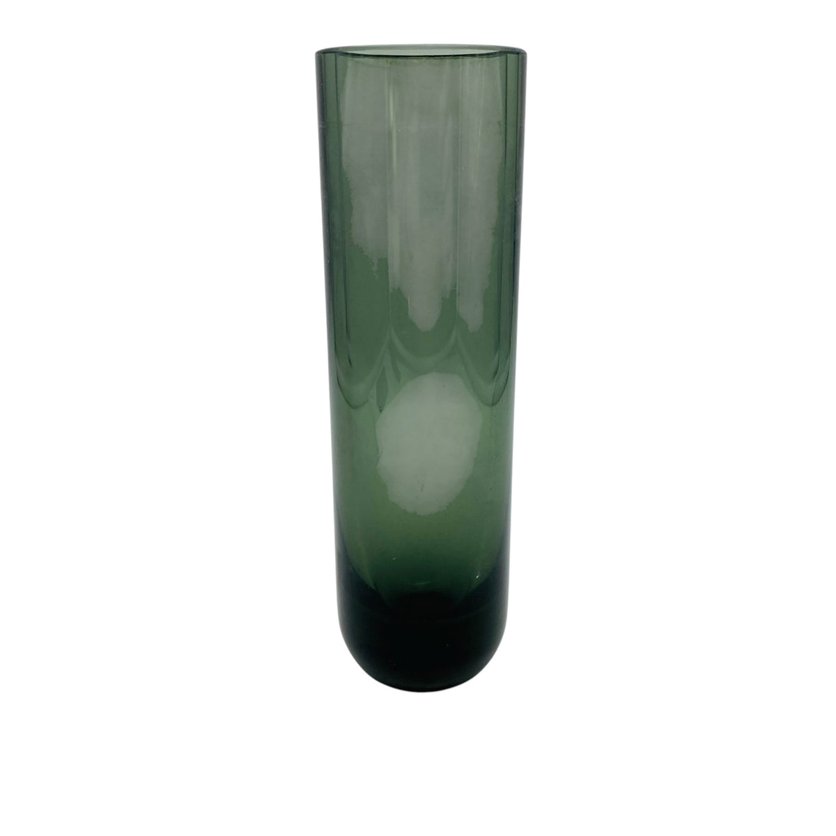 Vase Glas Rauchglas Grau Zylindervase 60er 70er H 19,3cm