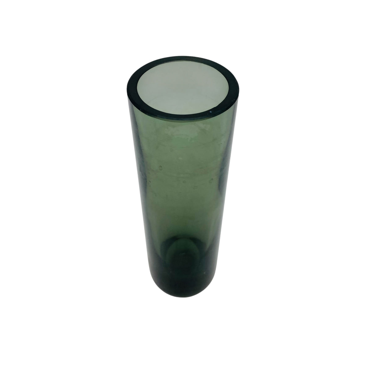 Vase Glas Rauchglas Grau Zylindervase 60er 70er H 19,3cm