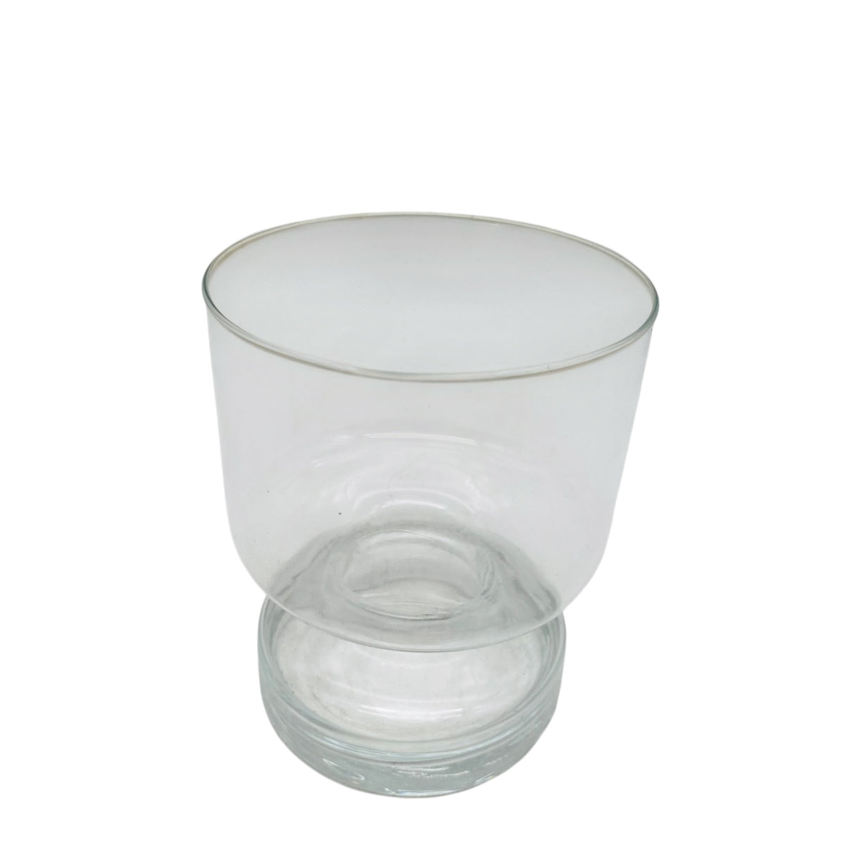 Vase Glas Transparent mit breitem Fuß 60er 70er H 12,1cm Mid Century Modern