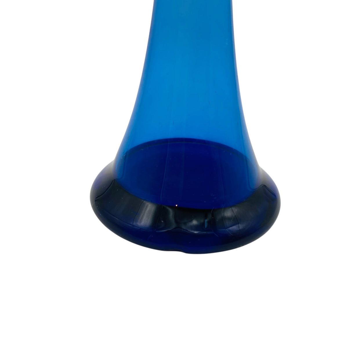 Vase Glas Blau Wellenrand 50er 60er H 25,5cm