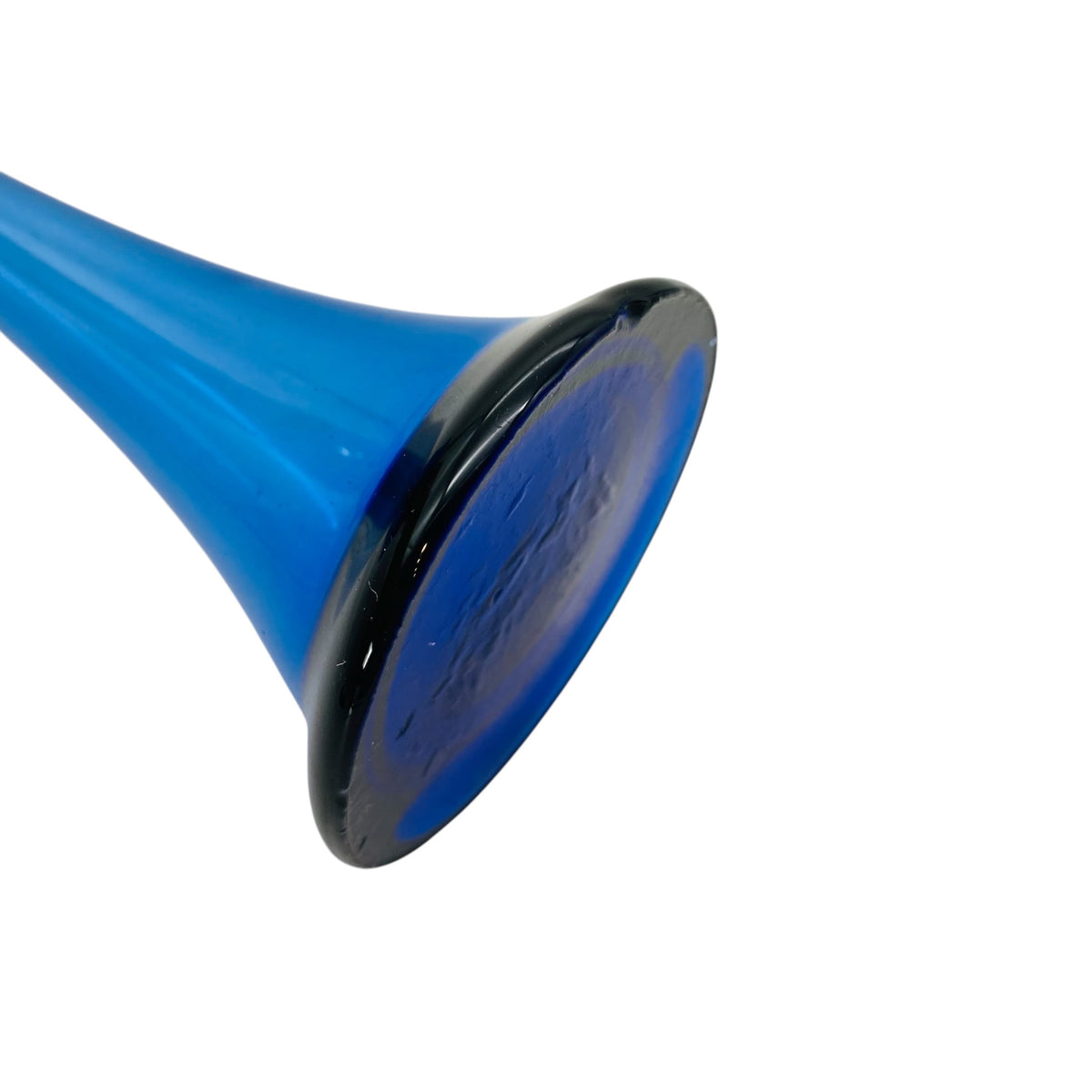 Vase Glas Blau Wellenrand 50er 60er H 25,5cm