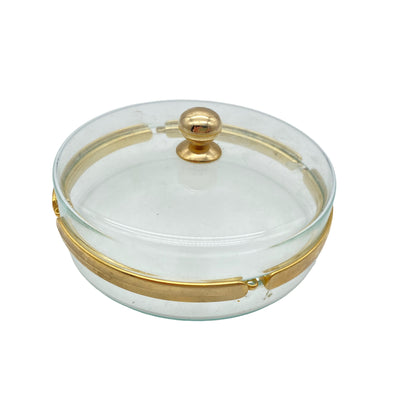 Glasdose Deckeldose Glas Vintage Prodotti Artigiani Alassio gold