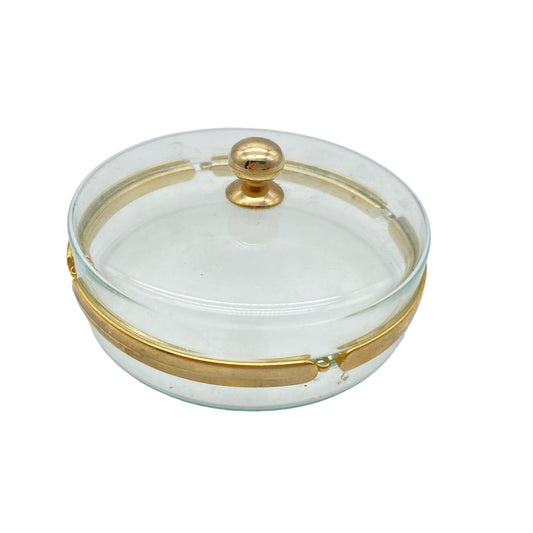 Glasdose Deckeldose Glas Vintage Prodotti Artigiani Alassio gold
