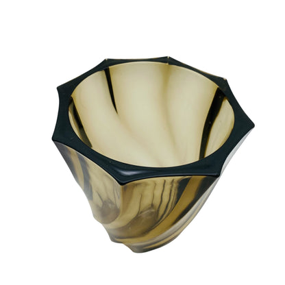 LUMINARC Vase Glas Braun Rauchglas Spiral-Dekor 60er 70er H 13cm