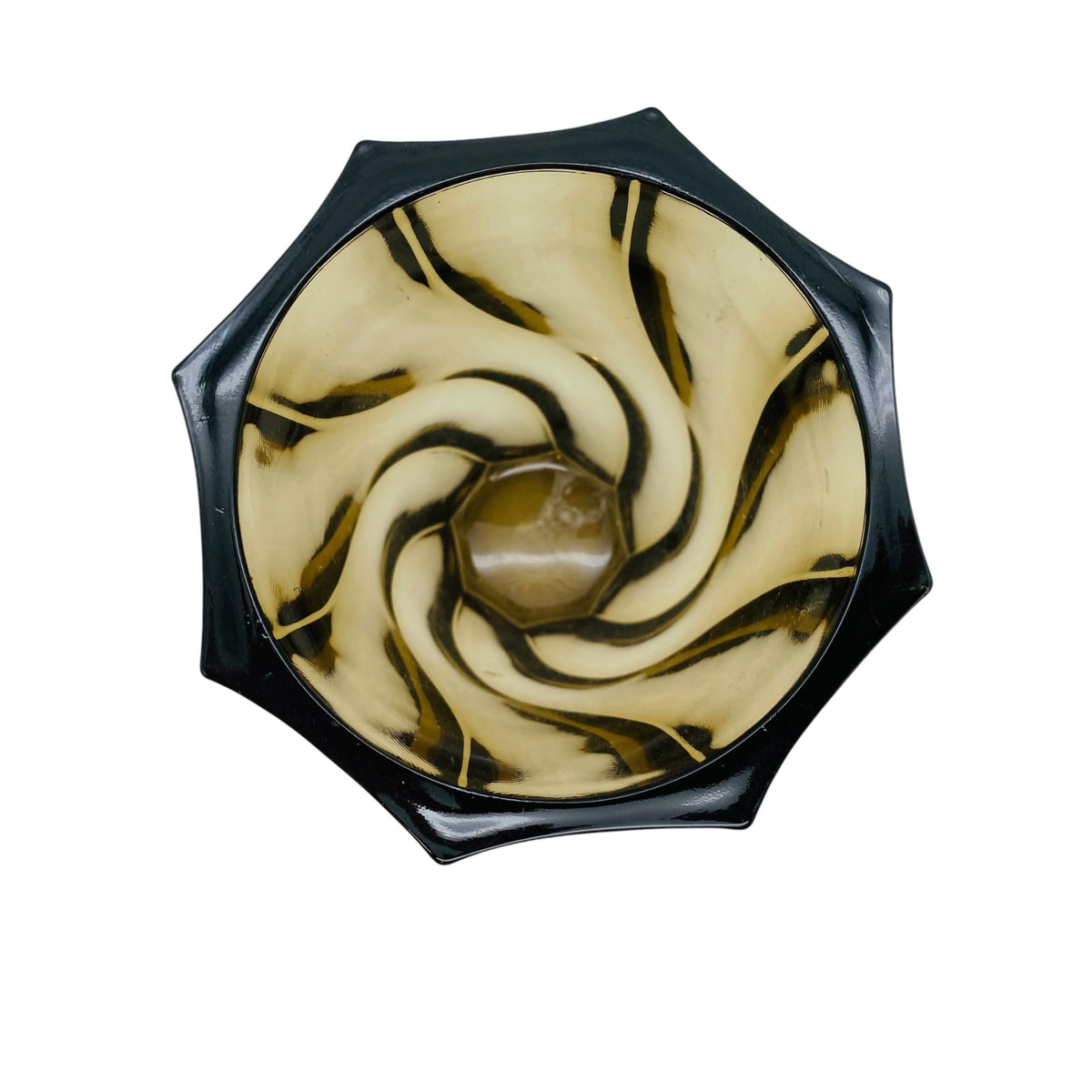 LUMINARC Vase Glas Braun Rauchglas Spiral-Dekor 60er 70er H 13cm