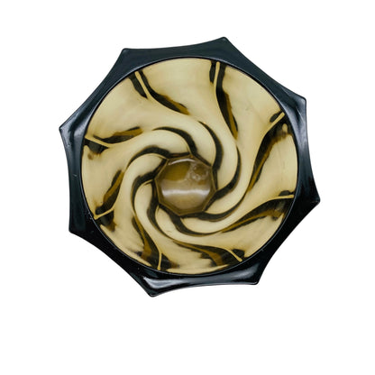 LUMINARC Vase Glas Braun Rauchglas Spiral-Dekor 60er 70er H 13cm