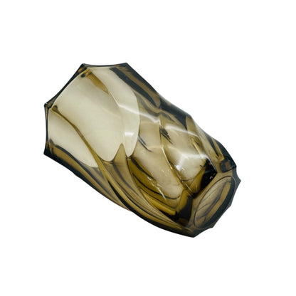 LUMINARC Vase Glas Braun Rauchglas Spiral-Dekor 60er 70er H 13cm