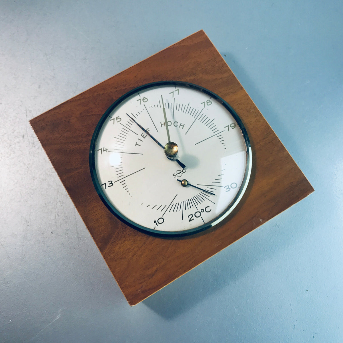 Hydrometer mit Thermometer Wetterstation Holz 50er 60er 30cm