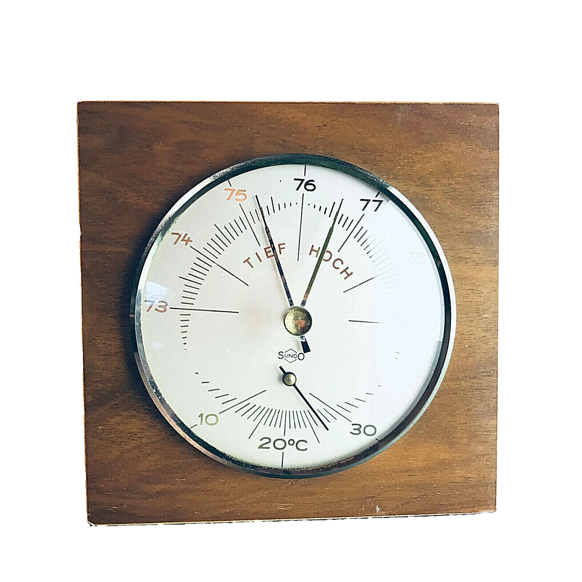 Hydrometer mit Thermometer Wetterstation Holz 50er 60er 30cm – Produktfoto 1