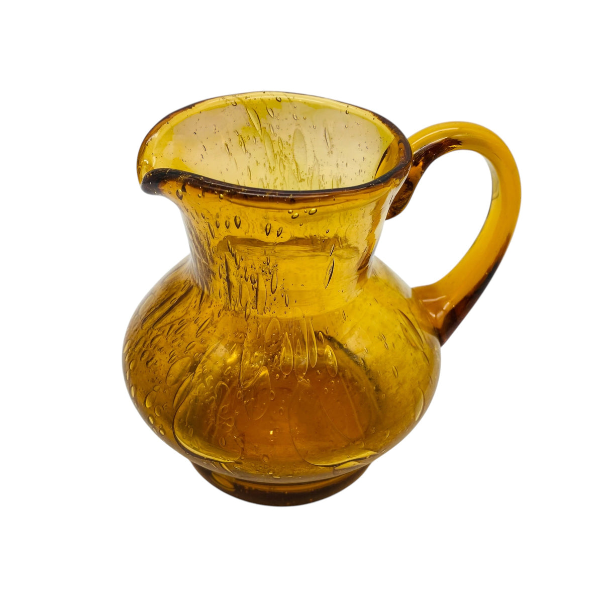 Vase Schaumglas Gelb mit Henkel 50er 60er Glas Mid Century Modern