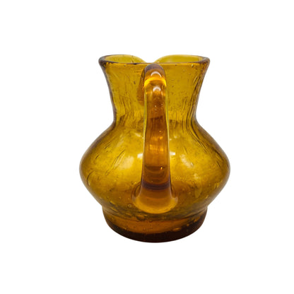 Vase Schaumglas Gelb mit Henkel 50er 60er Glas Mid Century Modern