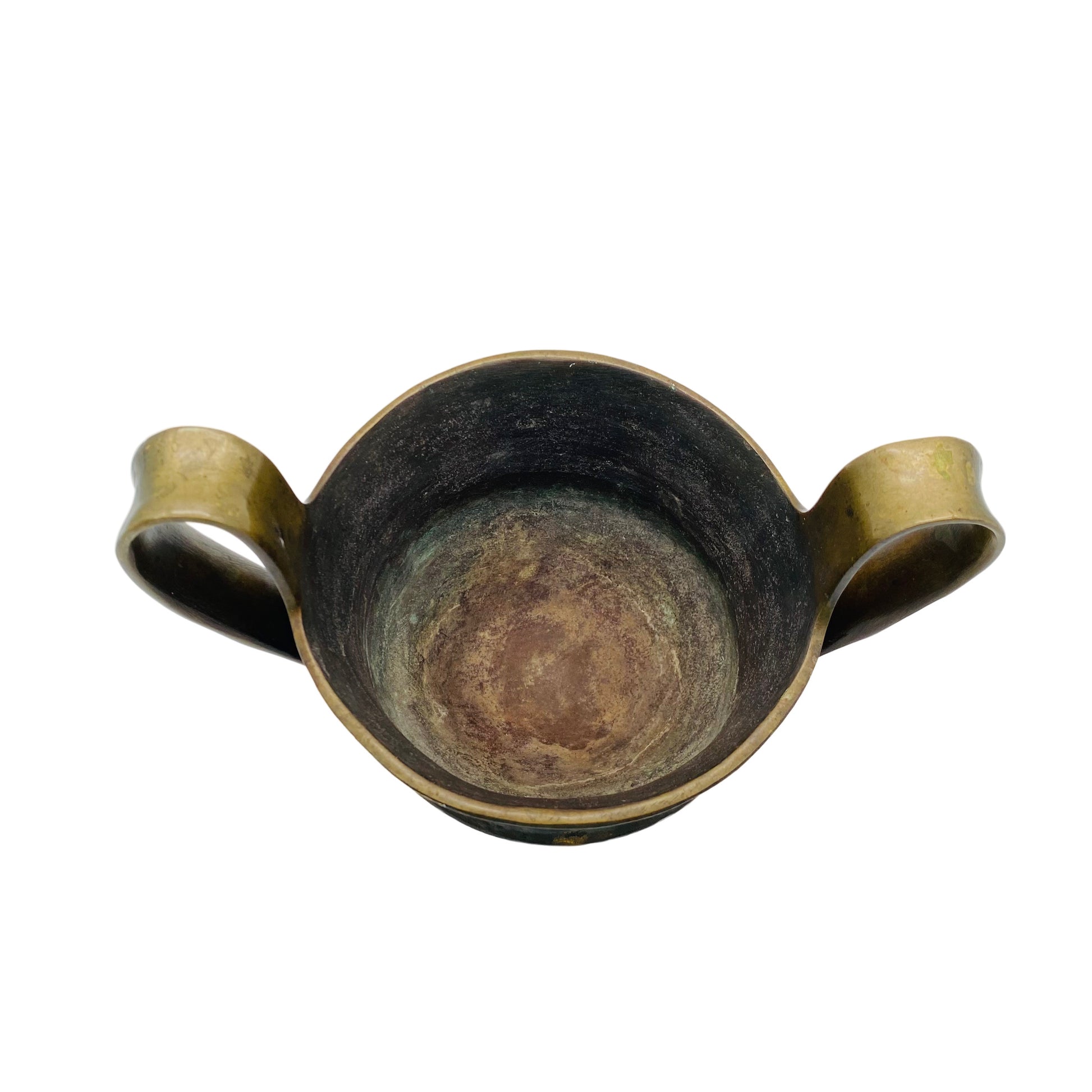 Bronze Messing farbene Schale Henkelschale MID CENTURY 60er
