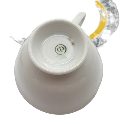 VEB Colditz Porzellan Sammelgedeck Teller Tasse Untertasse gelb schwarz