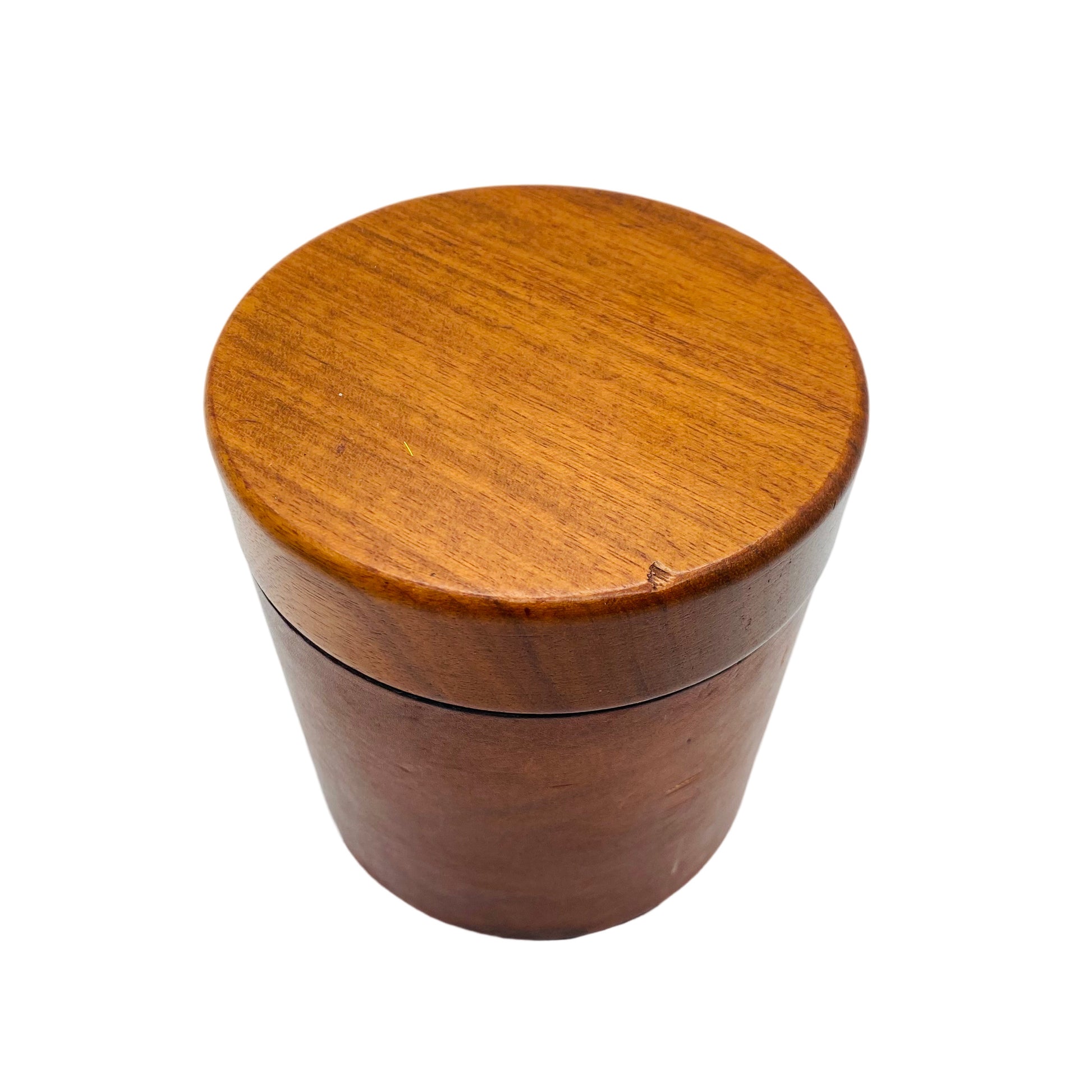 Dose aus Glas mit Ledermantel Holz Deckel Italien 60er 70er