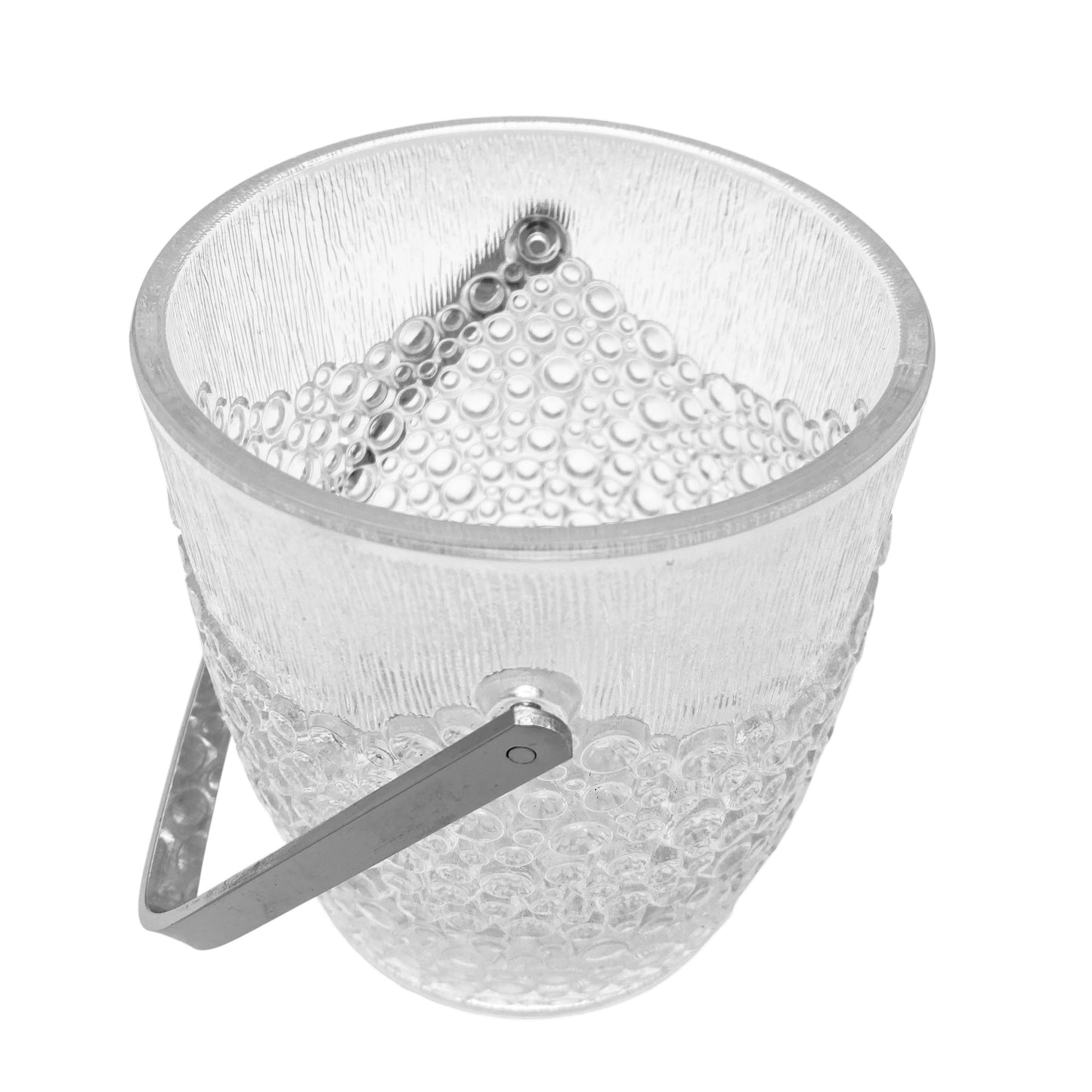 Eiseimer Glas Edelstahl 60er 70er transparent Punkte Eiswürfeleimer