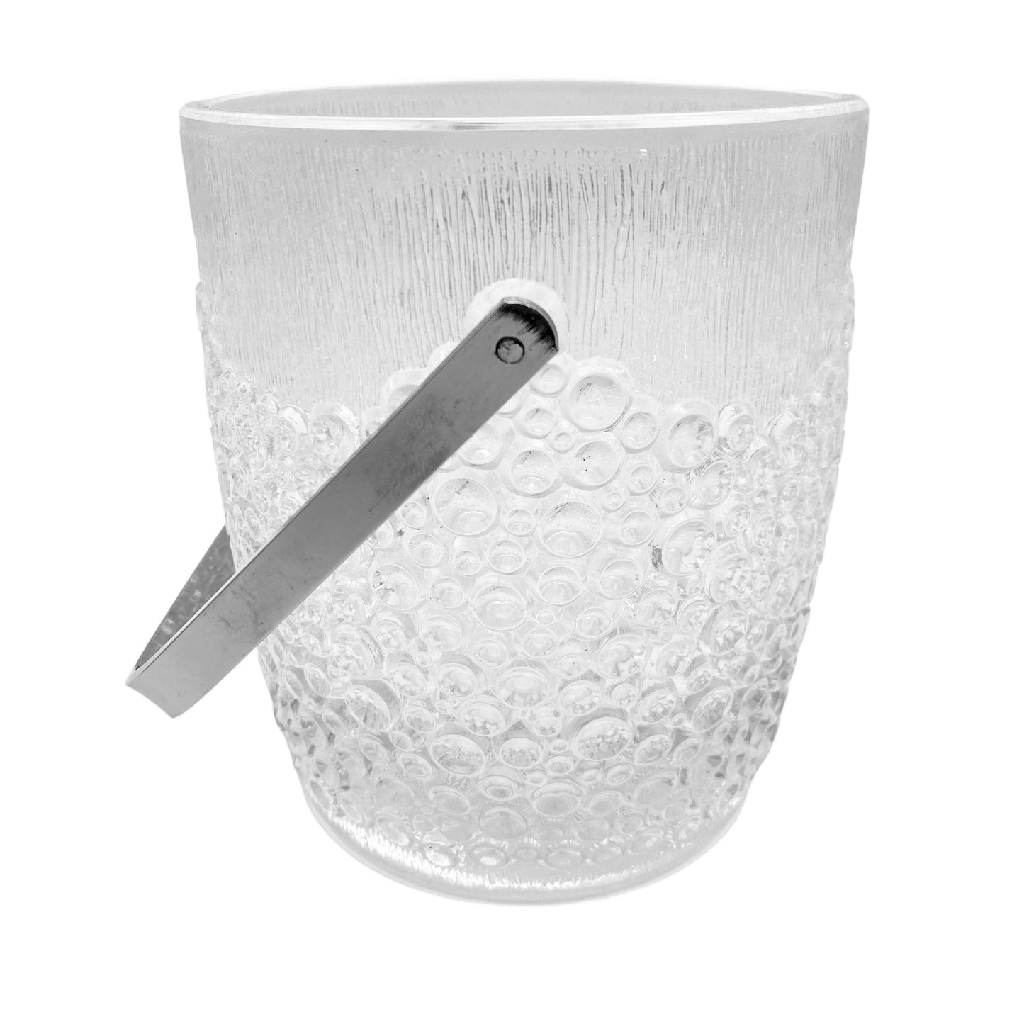 Eiseimer Glas Edelstahl 60er 70er transparent Punkte Eiswürfeleimer