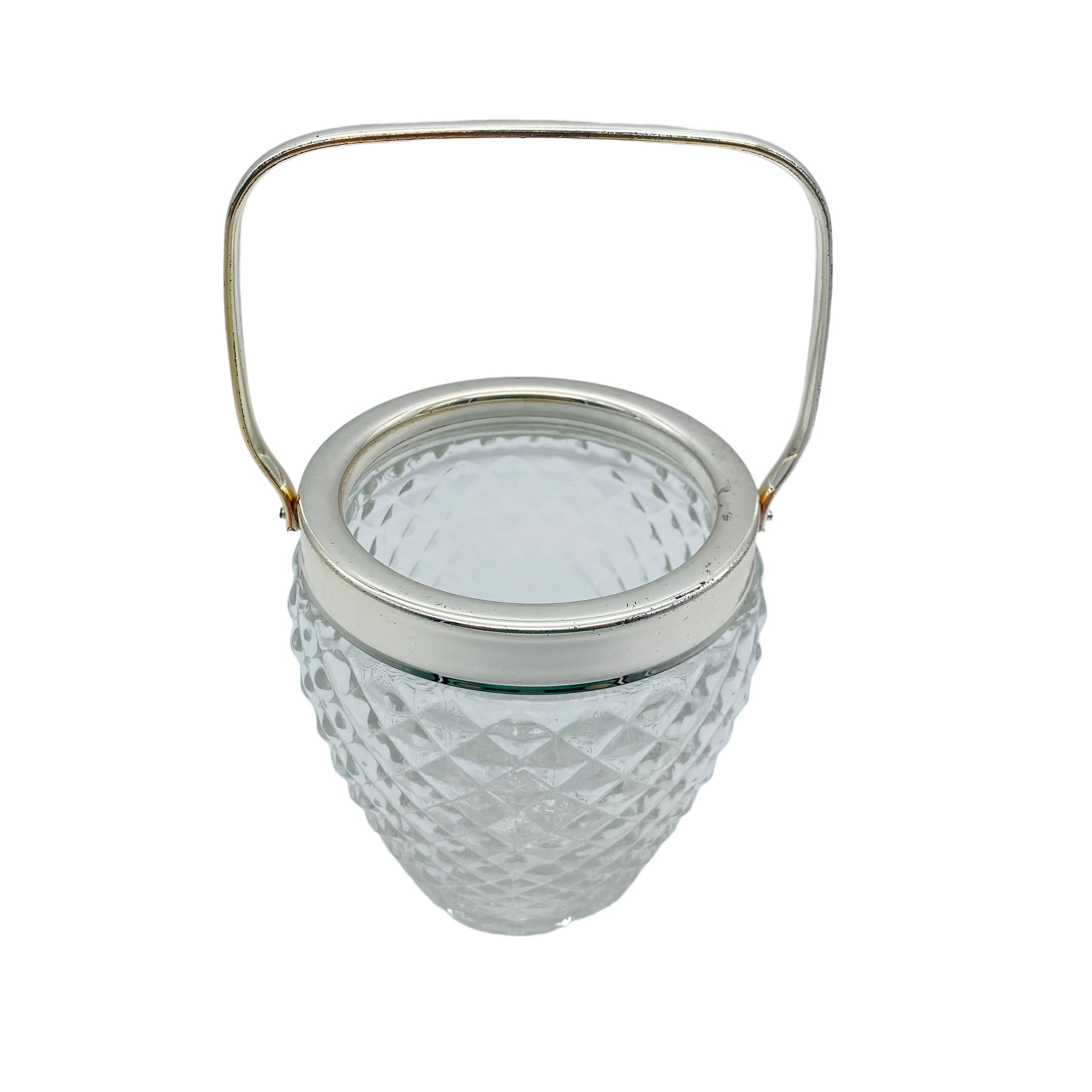 Eiseimer aus Glas versilbert Rautendekor 60er 70er Jahre