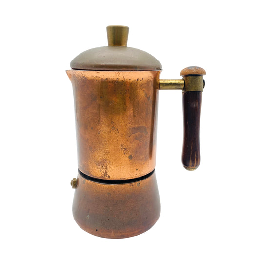 Espressokocher Vintage Kupfer Holz 50er 60er Jahre Mid Century ITALY