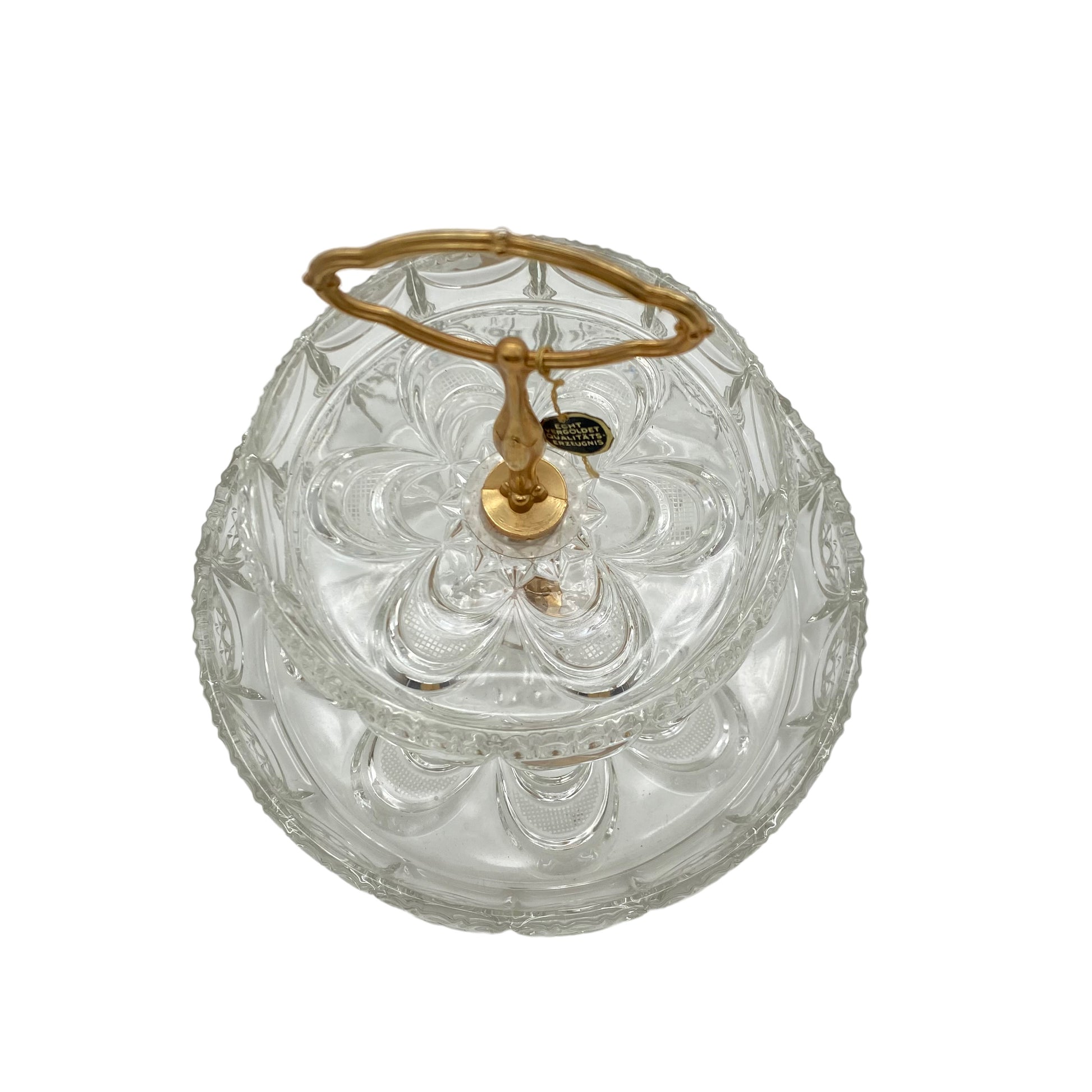 Etagere mit 2 Schalen vergoldet Gold Glas beschliffen 70er Jahre