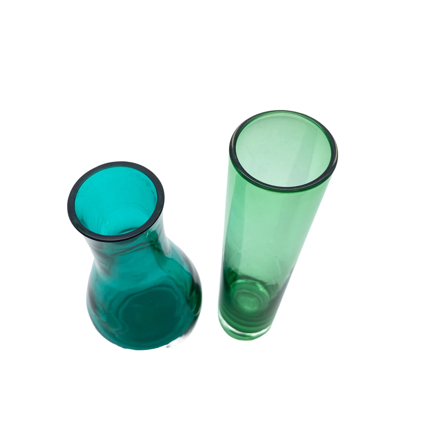 Vasen Set grün 15,5 / 18 cm Glas grün 1970er