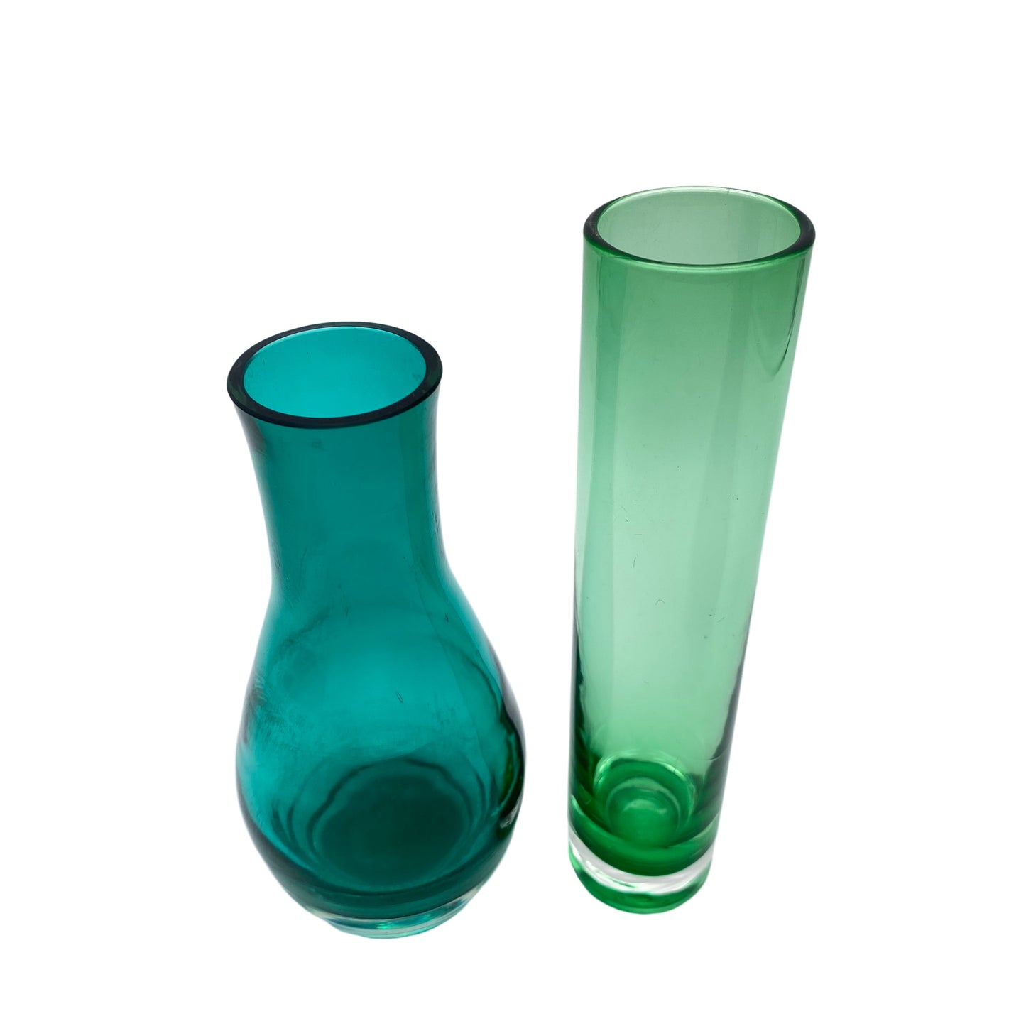 Vasen Set grün 15,5 / 18 cm Glas grün 1970er
