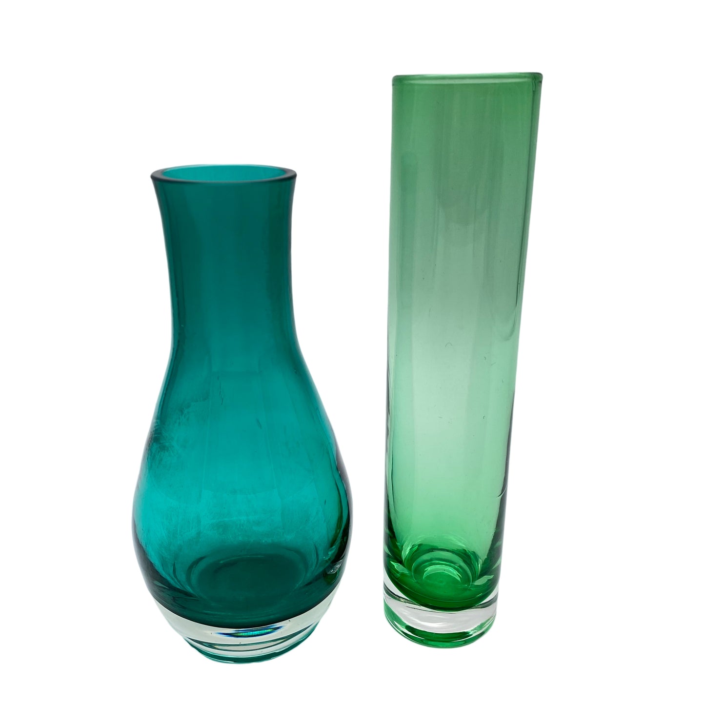 Vasen Set grün 15,5 / 18 cm Glas grün 1970er