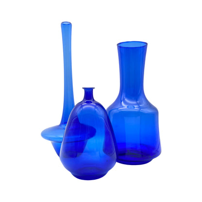 LAUSCHA Vasen Set blau 1960er 14,5 / 22,5 / 27 cm Glas