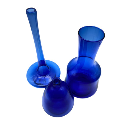 LAUSCHA Vasen Set blau 1960er 14,5 / 22,5 / 27 cm Glas