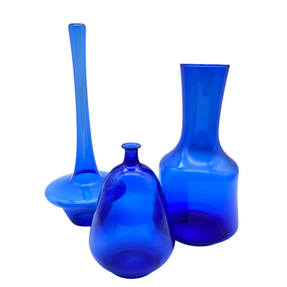 LAUSCHA Vasen Set blau 1960er 14,5 / 22,5 / 27 cm Glas