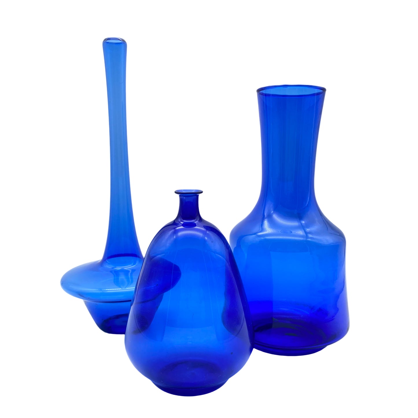 LAUSCHA Vasen Set blau 1960er 14,5 / 22,5 / 27 cm Glas