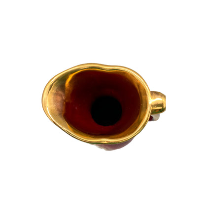 Keramik Vase violett lila Gold Dekor 1960er 18,5 cm