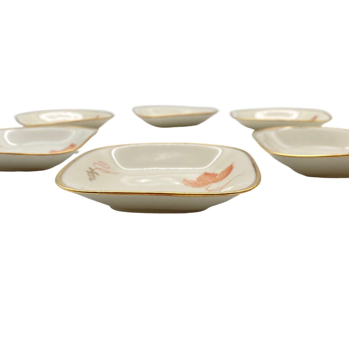 Seltmann Weiden Schalen Schälchen 6er Set beige 1960er Goldrand Porzellan