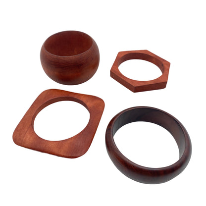 Armreif Set Armringe Holz Vintage 1960er 1970er braun Accessoires