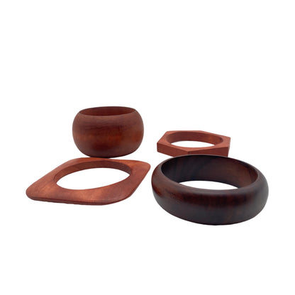 Armreif Set Armringe Holz Vintage 1960er 1970er braun Accessoires
