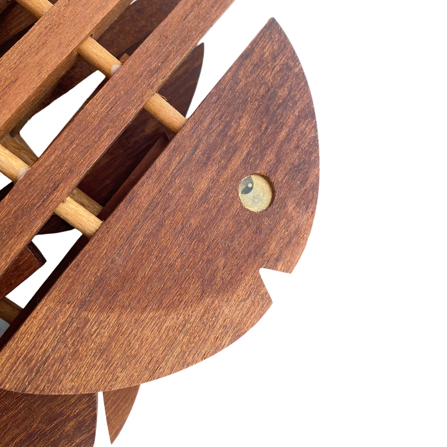Untersetzer Set Holz Fische Teak 1960er 1970er Accessoires braun