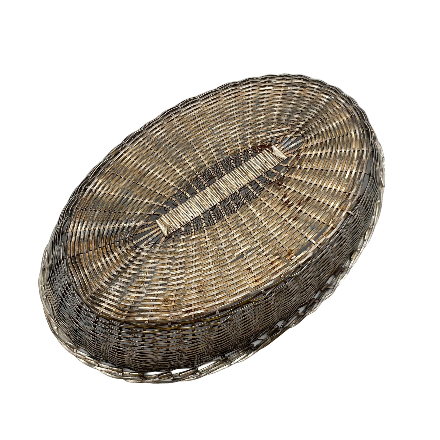 Vintage Korb versilbert Brotkorb 1960er 1970er L 28 cm Korb Schale