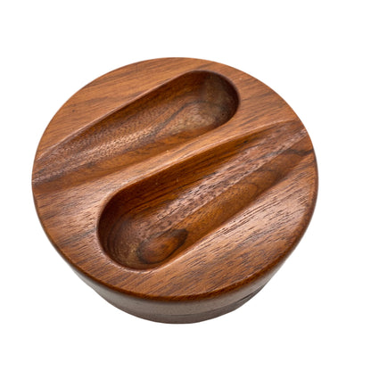 Raucherset Aschenbecher für Pfeife Glas Holz Leder 1960er D 12 cm