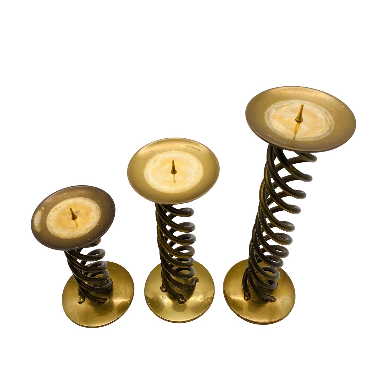Kerzenhalter Messing 1970er 3er Set bis 25,5 cm