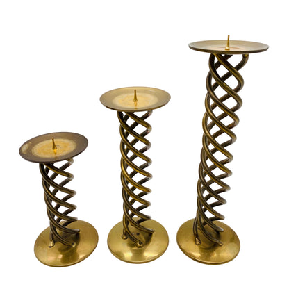 Kerzenhalter Messing 1970er 3er Set bis 25,5 cm