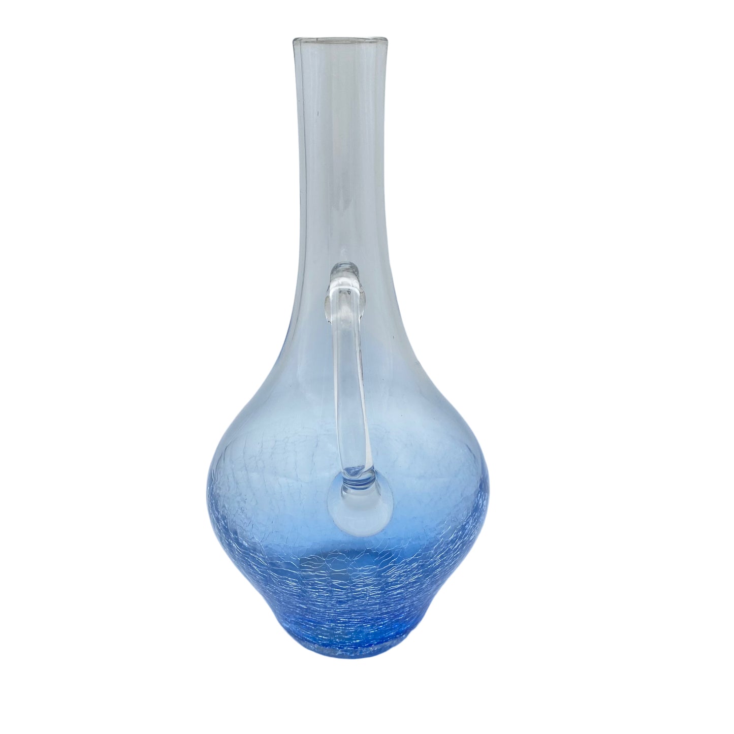INGRID Glas Vase blau klar Craquele 60er 70er Jahre Vintage