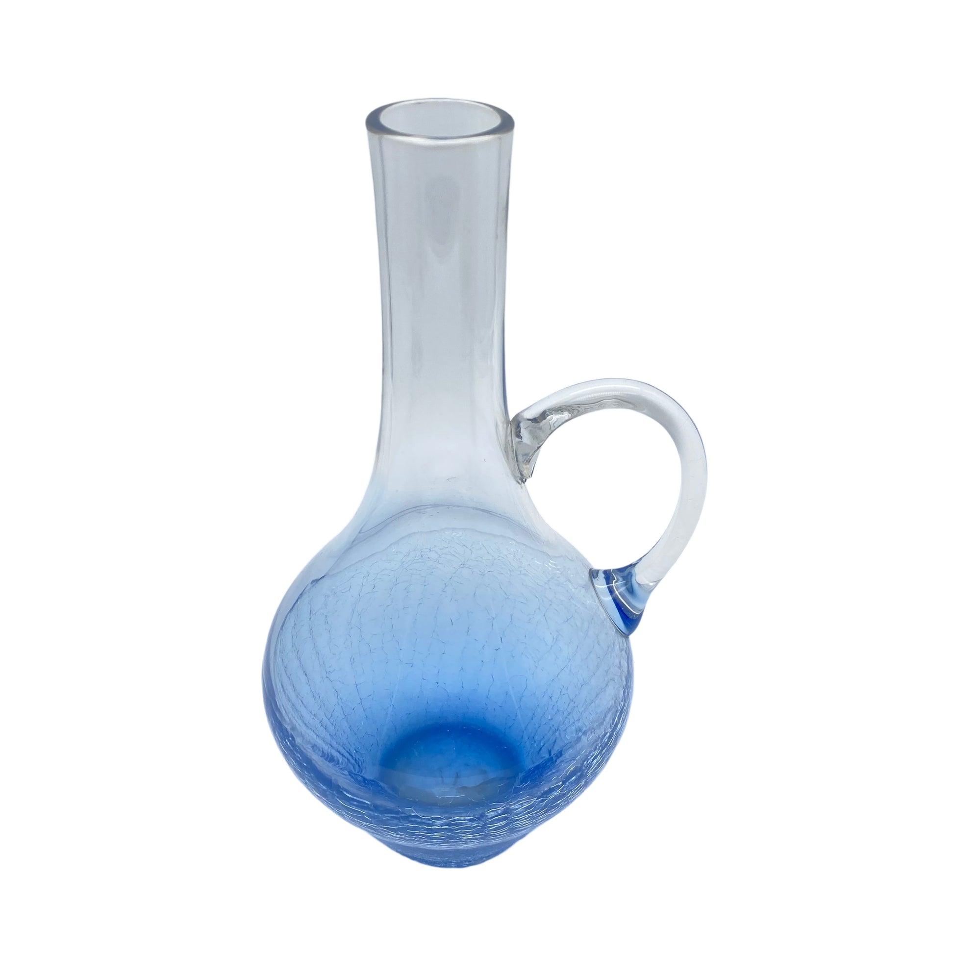 INGRID Glas Vase blau klar Craquele 60er 70er Jahre Vintage