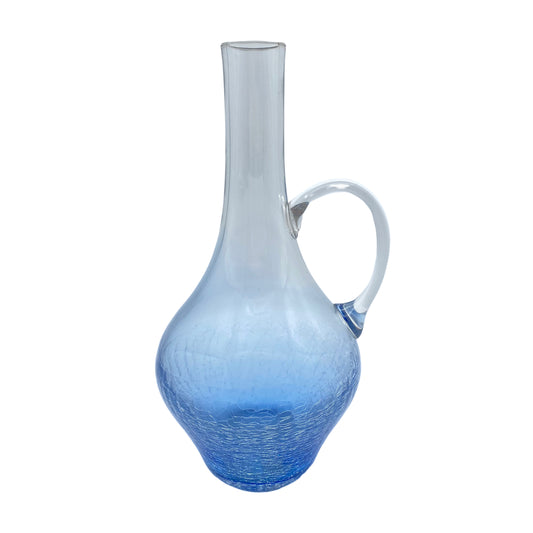 INGRID Glas Vase blau klar Craquele 60er 70er Jahre Vintage
