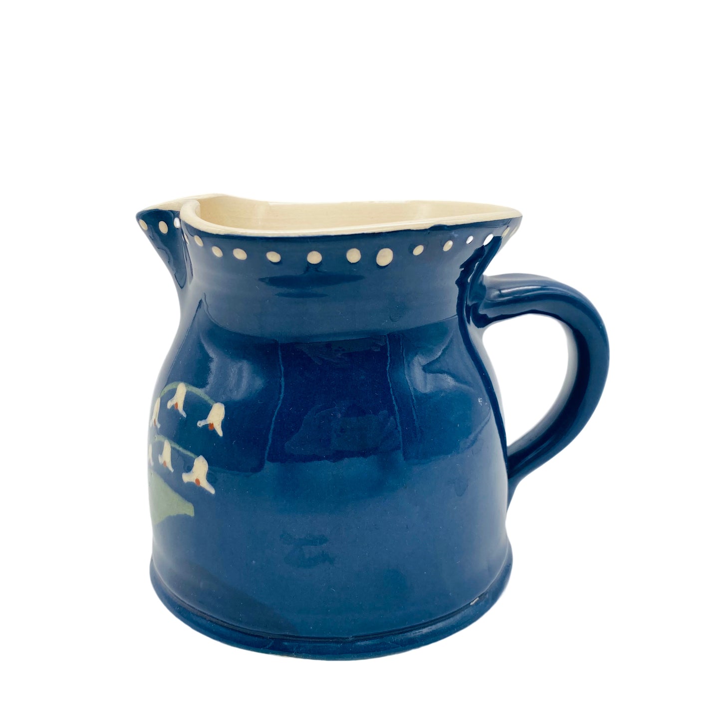 Keramik Krug blau Maiglöckchen Milchkrug Vintage
