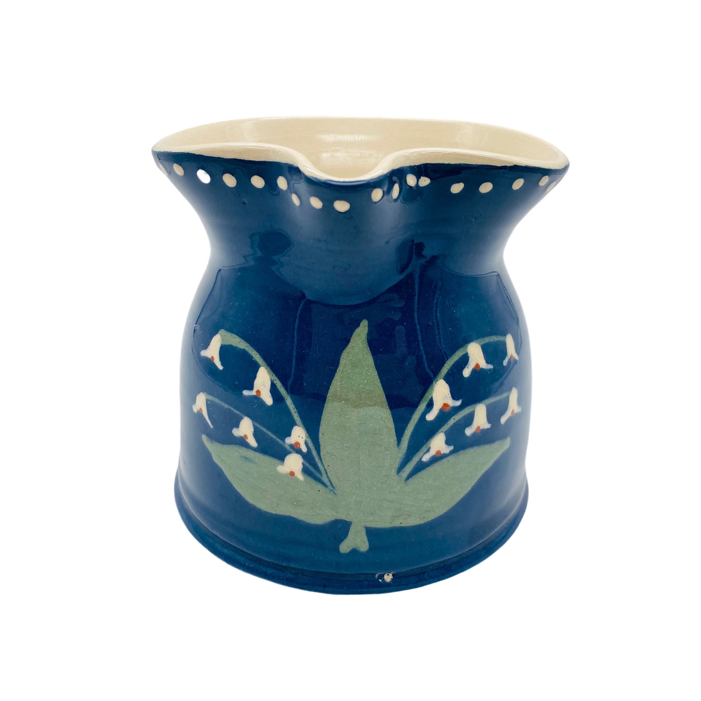 Keramik Krug blau Maiglöckchen Milchkrug Vintage