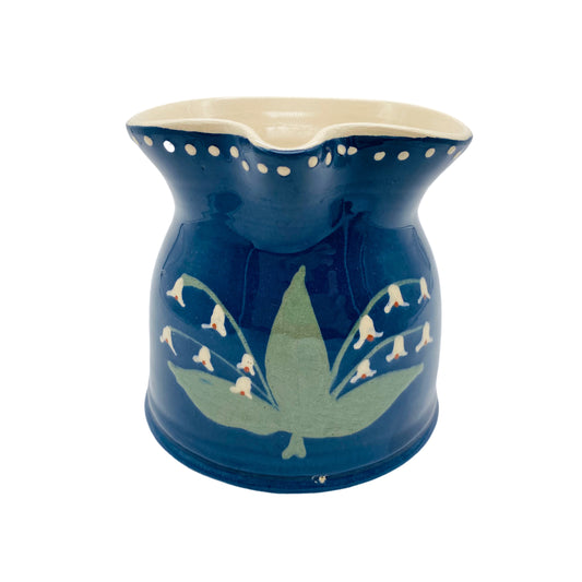 Keramik Krug blau Maiglöckchen Milchkrug Vintage