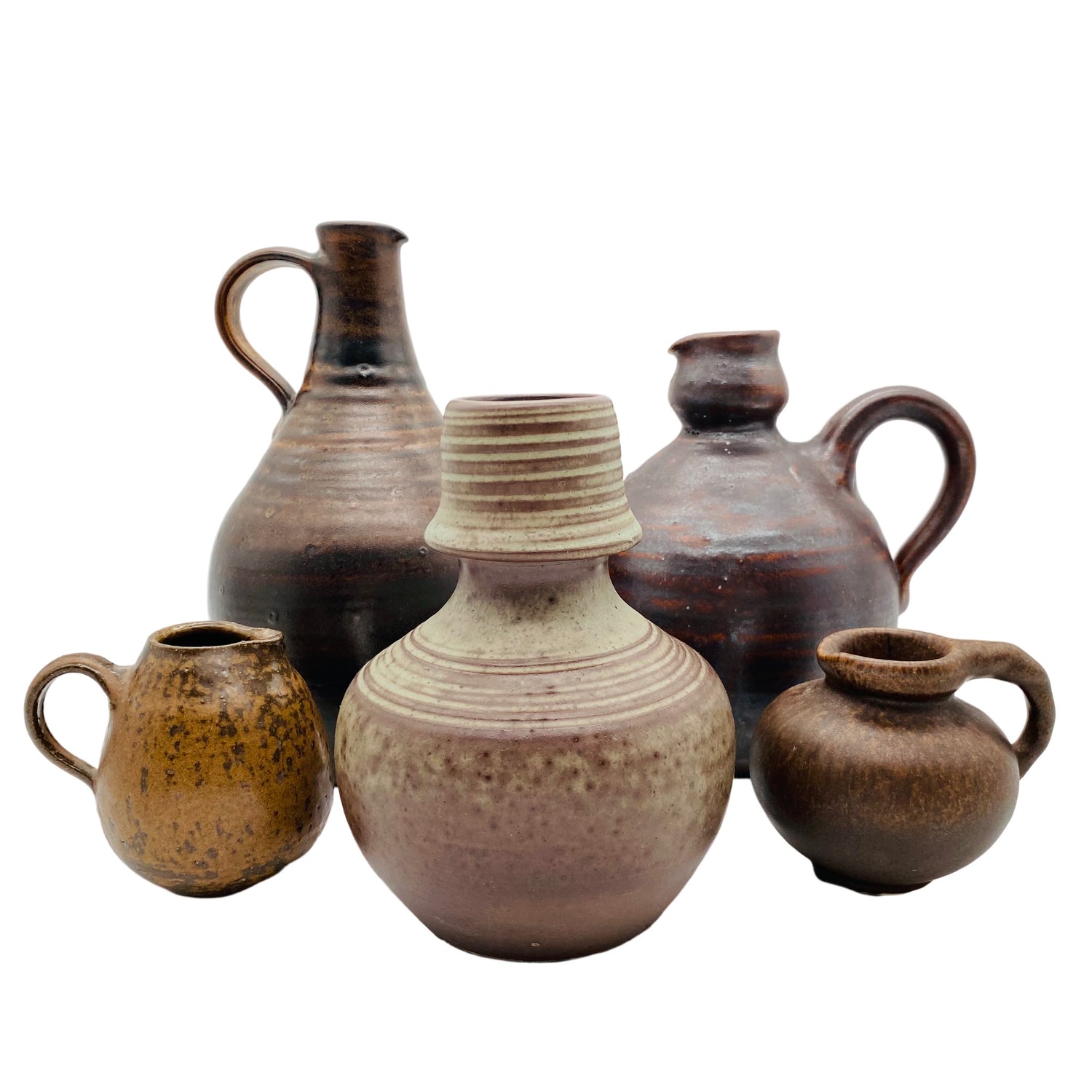 Keramik Vasen Konvolut braun 50er 60er Mid Century 