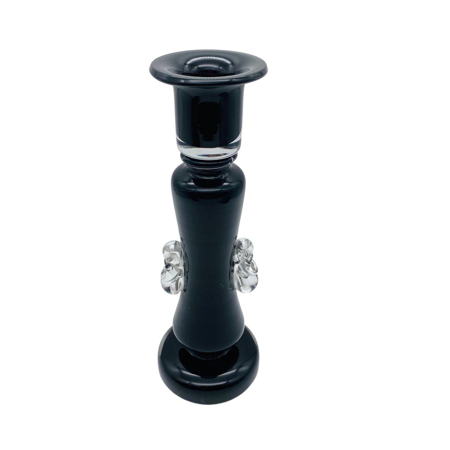 Kerzenhalter schwarz transparent 70er Jahre tief dunkelrot Glas