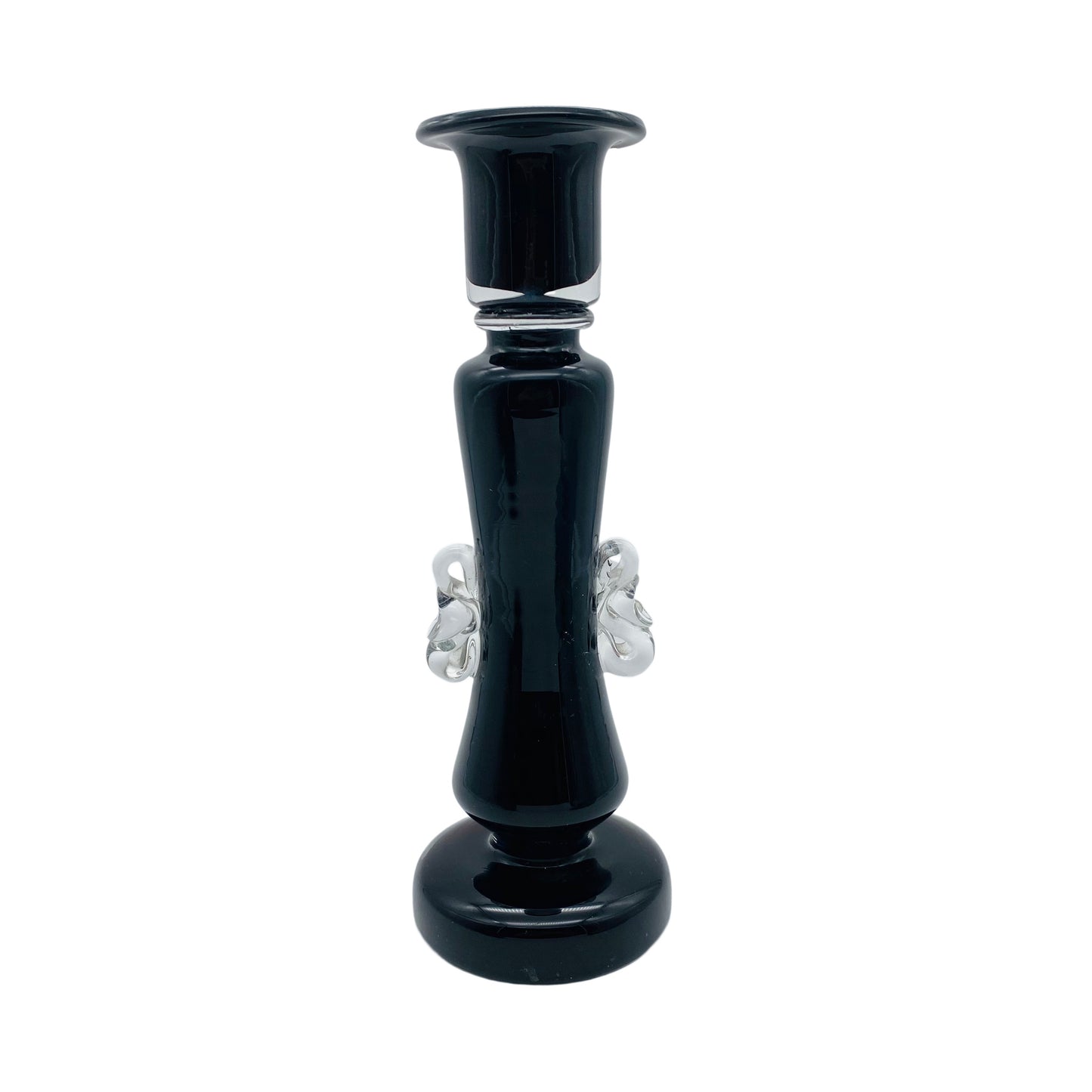 Kerzenhalter schwarz transparent 70er Jahre tief dunkelrot Glas