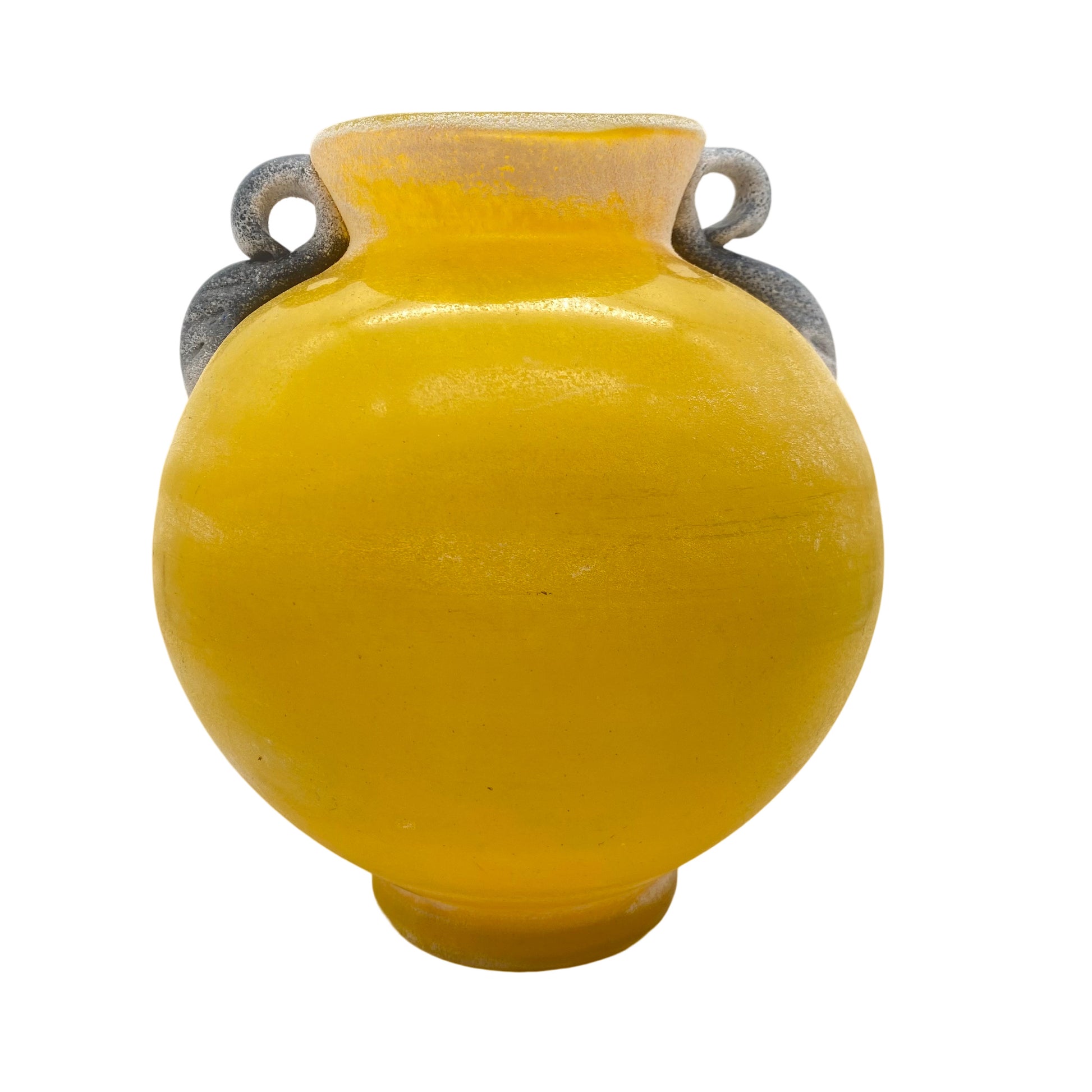 Murano Vase gelb Scravo Satinato 60er 70er Jahre Glas